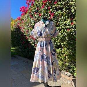 1980s Vintage Floral Dress With Belt